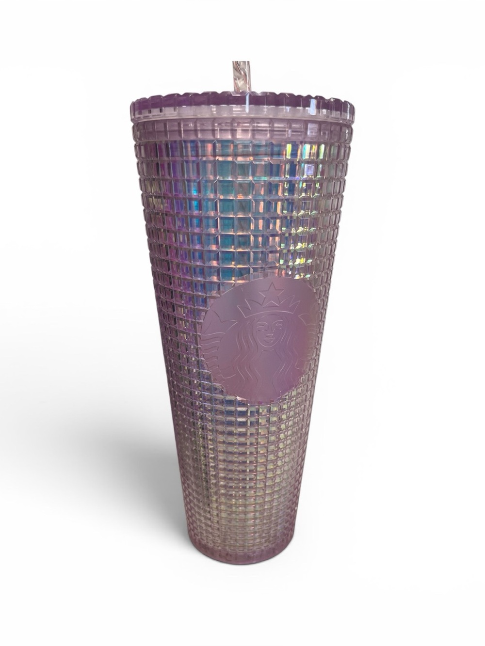 Starbucks Purple Iridescent Grid Cold Cup Tumbler 24 oz NWOT